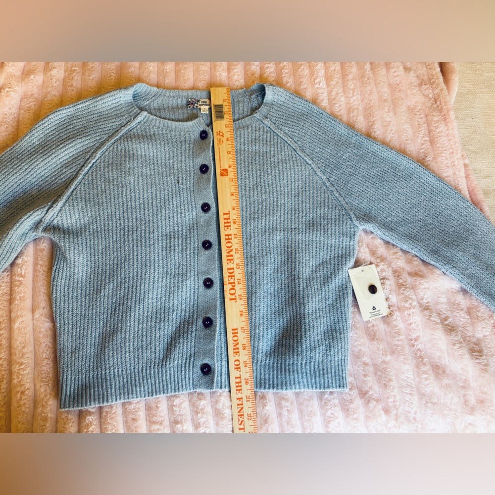 Pink Republic Cozy Light Blue Button-Front Women's Sweater Cardigan NEW Large - Picture 4 of 11